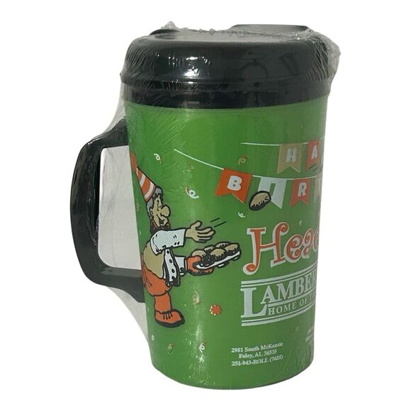 Lambert’s Cafe Throwed Rolls HEADS UP Birthday 32oz Green Insulated Travel Mug - Picture 1 of 7